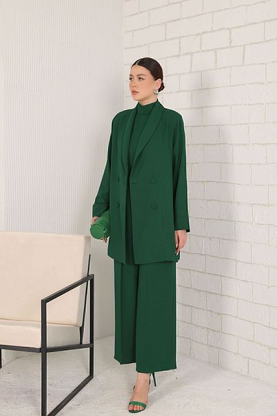 Melike Tatar Dark Emerald Jacket Jumpsuit - Model 32-9357
