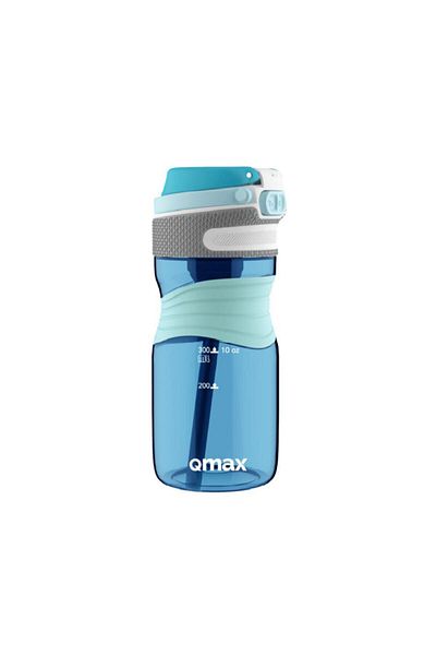 Qmax 450 ml Tritan Water Flask No Odor Bpa Free Sports Flask with Straw Blue