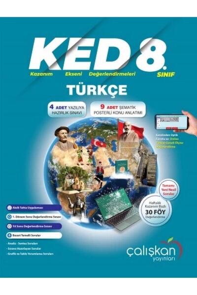 Çalışkan Yayınları 8. Sınıf LGS Türkçe (KED) Kazanım Ekseni Değerlendirmeleri