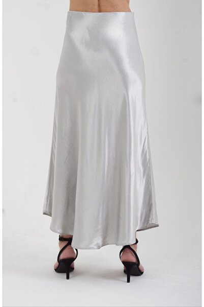 Zelish My Sister Fustă din satin argintiu