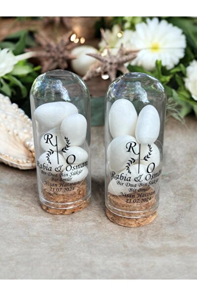 aralmini Badem Şekeri Cam Fanus İçinde Söz Nişan Düğün Doğum Günü Hediyelik 2...