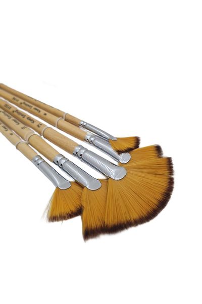 Keep Smiling Set de perii Fan 5 - peri moi sintetici, potrivire pentru vopsea în ulei și acril