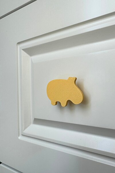 Pomerol Mâner galben pentru dulap Hipopotam - Mâner modern și durabil pentru mobilier pentru camera copiilor, bucătărie și baie, DH