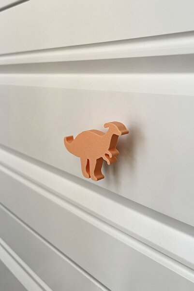 Pomerol Orange Dino2 Cabinet Handle - Modern and Cute Furniture Handle for Children's Room, Kitchen and Bathroom