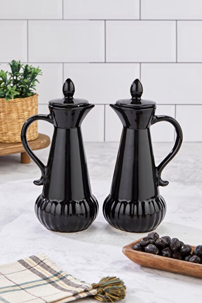 Genel Markalar Modern 2'li Seramik Yağdanlık Zeytin Karası