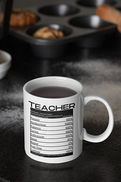 qoeuyl boutique Teacher Baskılı Öğretmene Hediyelik Eğlenceli Beyaz Seramik K...