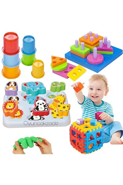 Depomiks Avm Cute Animals Bultak + Geometric Shapes Puzzle + Cup Tower + Bultak Cube Bultak + Pop Tube