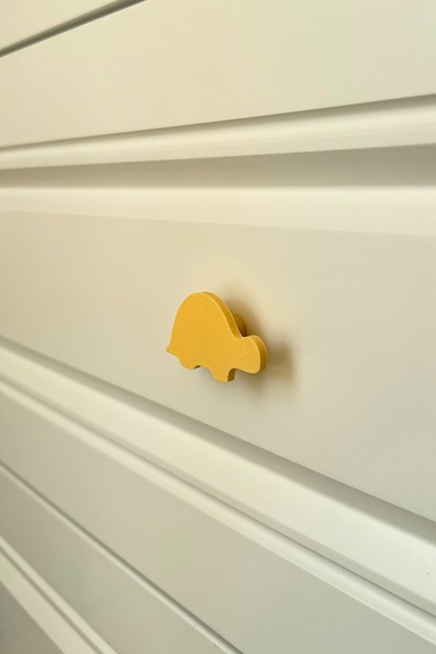 Pomerol Mâner pentru dulap Turtle galben - Mâner pentru mobilier modern și durabil pentru camera copiilor, bucătărie și baie, DH