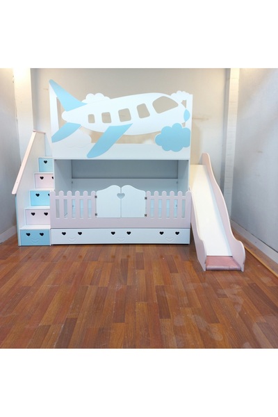 bebetu mobilya Thy Uçak Model Kaydıraklı Ranza