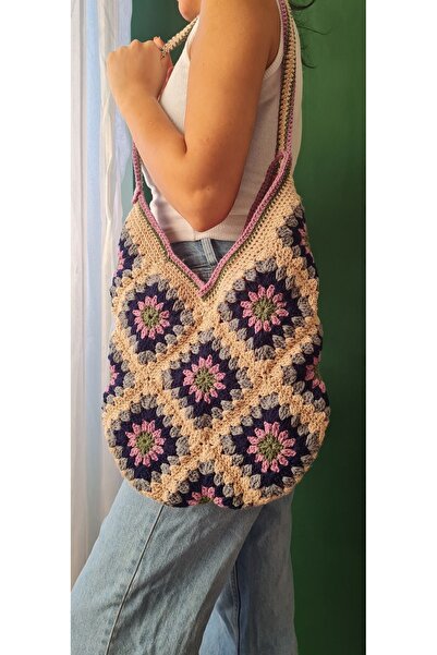 EHF LifeStyle EL ÖRGÜSÜ ÇANTA / MOTİFLİ ÇANTA / KADIN ÇANTA / OMUZ ÇANTA / BOHEM ÇANTA /