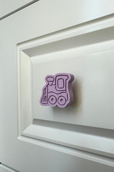 Pomerol Mâner pentru dulap cu tren mov - Mâner distractiv și durabil pentru dulapurile din camera copiilor, bucătăriei și baie