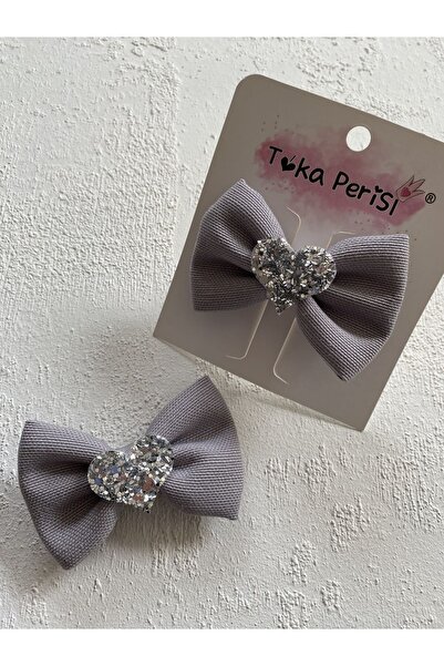 Toka Perisi Γκρι μίνι κούκλα με γκλίτερ καρδιά με μίνι κλιπ φιόγκου