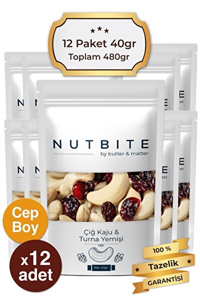NUTBITE 12’li Cep Boy - Çiğ Kaju & Turna Yemişi - Taptaze Mahsül - Hafif Atıştırmalık Kuruyemiş - (12X40GR)