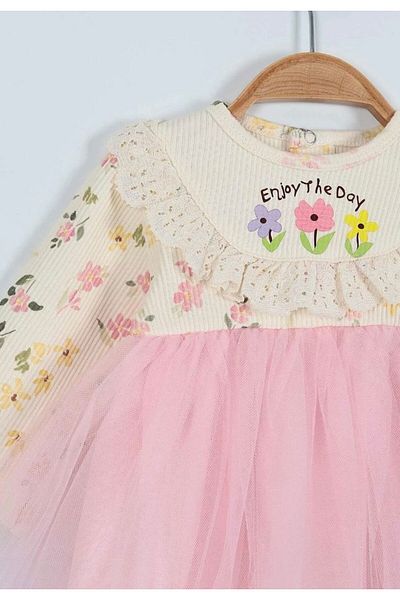 Murat Baby Spring Flower Patterned - Cute Tutu Dress with Scallop Detail