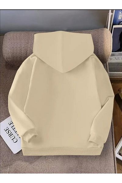 Baxia Παιδική μπλούζα Unisex με κουκούλα ΜΠΕΖ ΧΡΩΜΑ με στάμπα (ΝΕΟ ΠΡΟΪΟΝ)