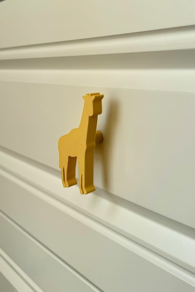 Pomerol Mâner de dulap cu girafă galbenă - mâner de mobilier modern, elegant și durabil pentru camera copiilor, bucătărie și baie