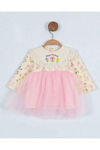 Murat Baby Spring Flower Patterned - Cute Tutu Dress with Scallop Detail