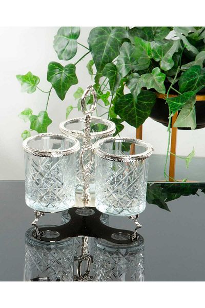 MaviDamla Silver Colored Two Pieces Spoon Set with Legs and Compartments