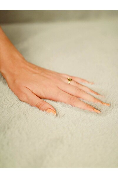 Sarar Στρογγυλή βελούδινη αντιολισθητική βάση σε κρεμ χρώμα