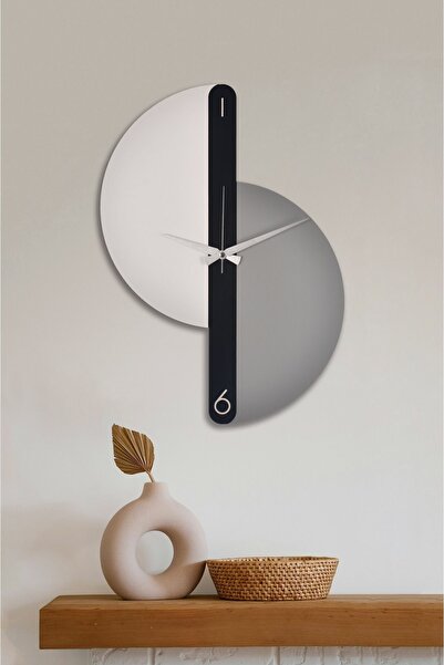 İnfigo Concept Dekoratif Ahşap Beyaz Duvar Saati Büyük Boy İki Yönlü Kullanım...
