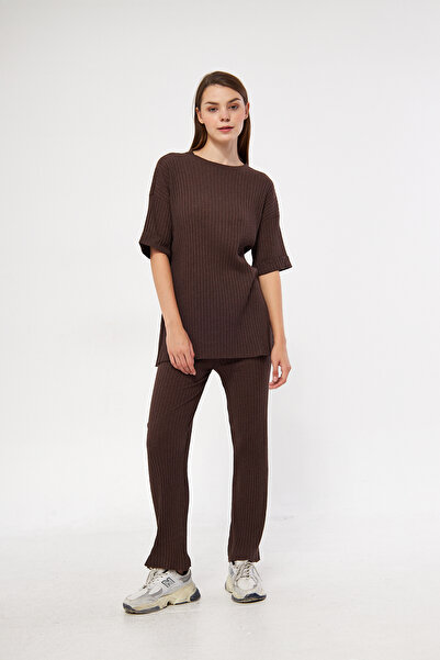 Oyga Γυναικείες πιτζάμες με κοντό μανίκι Lycra Report & Sweat, Casual Home Wear Σετ πιτζάμες