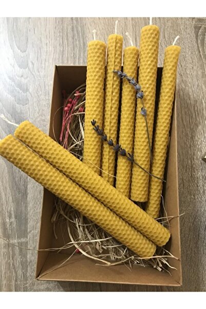 Genel Markalar Balmumu Mum %100 Doğal El Yapımı Şamdan Mumu 3 Adet 21 X 1,5 Cm