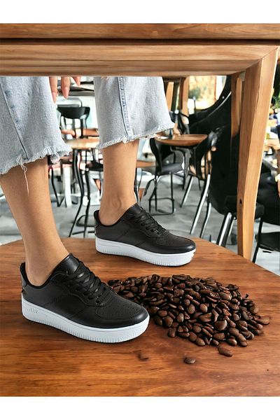 Pretty Girl Pantofi și pantofi sport pentru femei cu talpă aeriană alb-negru (talpă de 3 cm)