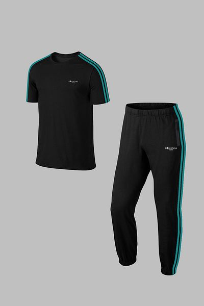 POSEIDON STORM Men's Black Custom Supra Combed Cotton Tracksuit Set - Plus Size, 4XL-10XL