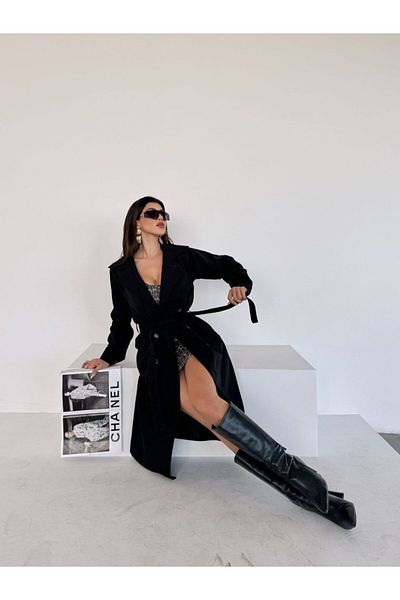 DENİKK Trend Woven - Trench din țesătură cu centură în talie