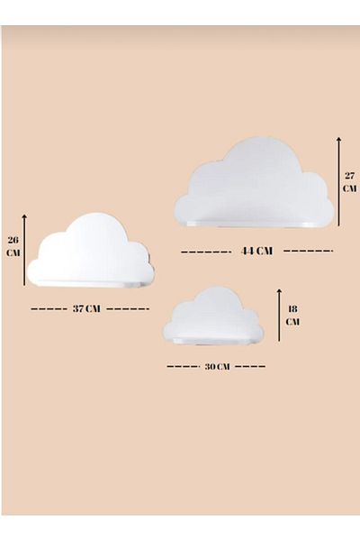 EMTA 3 Piece White Cloud Shelf Set Children's Room Accessory Decoration Furniture