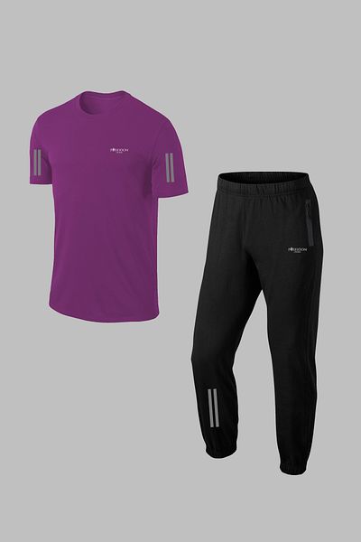 POSEIDON STORM Plus Size Purple Athlete Training Set - 4-10XL, Special Supra Combed Cotton Fabric
