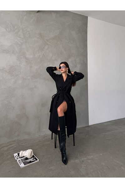 DENİKK Trend Woven - Trench din țesătură cu centură în talie