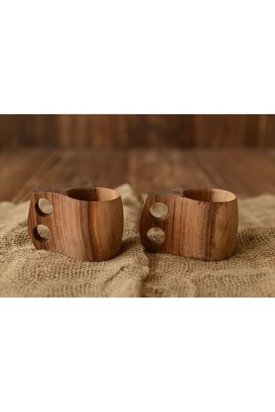 Vivas Craft Kuksa 2-Piece, Walnut Wood Cup, Camping Cup, Natural Mug Cup, Decorative Cup