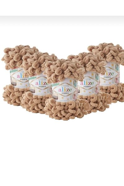 Alize Puffy Hand Knitting Yarn 5 Pack - 262 Milky Brown - 100 γρ. 9 μ.