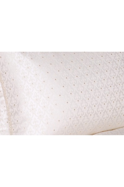 Çt Çeyizci Tekstil 3 Pieces Double Bedspread - Cream Bedspread with Heavy Lace and Dowry Detail