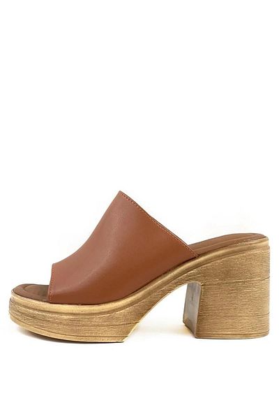 Preshley شبشب نسائي من Rosso Tan Comfort لتقويم العظام ونعل داخلي وكعب سميك