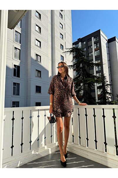 Serica Moda Leopard Print Shorts and Shirt Set