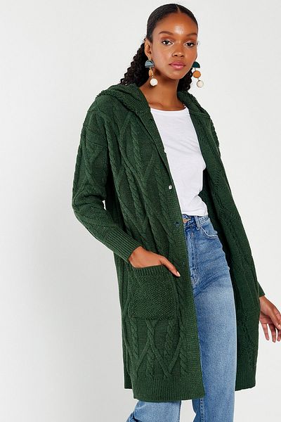 Hopoi Women's Knitted Patterned Hooded Cardigan