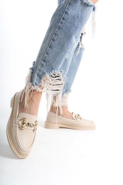 Preshley Pollo Cream Women's Lofer - Casual Shoes with Buckle