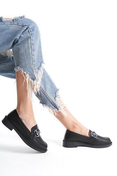 Preshley Pollo Чорні жіночі мокасини з пряжкою та гунлуком