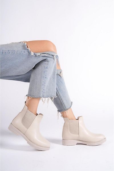 Preshley Γυναικείες μπότες Fero Beige Elastic Αντιολισθητική Σόλα 2307