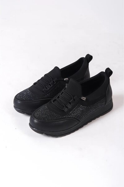 Preshley Galina Black Stone - Orthopedic Comfortable Daily Ballerina Mother's Shoes