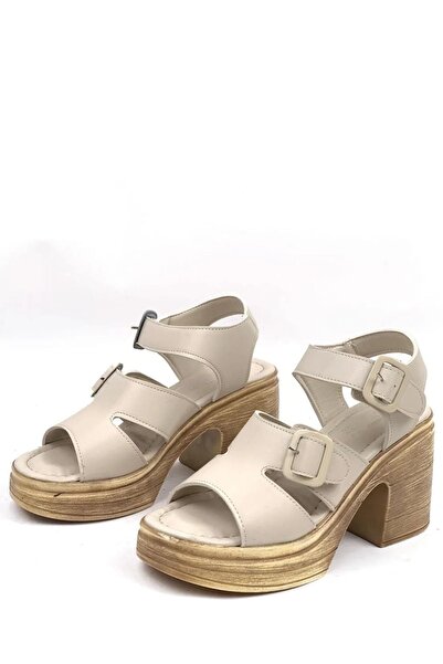 Preshley Women's Ibiza Cream Orthopedic Insole Platform Heel Sandals