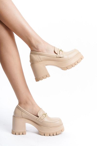 Preshley Women's Troy Skin Buckle Detailed 8 cm Heeled Platform Shoes