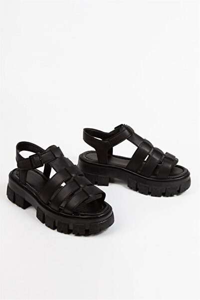 Preshley Women's Cisse Black High Sole Cage Model Sandals