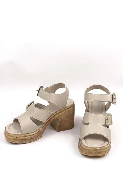 Preshley Women's Ibiza Cream Orthopedic Insole Platform Heel Sandals