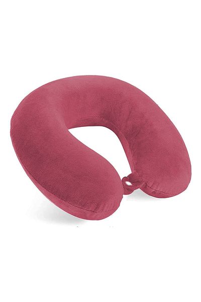 In House Velvet Neck and Travel Pillow - 30x25 cm - Color Light Pink