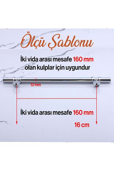 Badem10 Spade Metal Handle 160 mm -16 cm Chrome Color Furniture Kitchen Drawer Cabinet Cabinet Handles Handle Handle