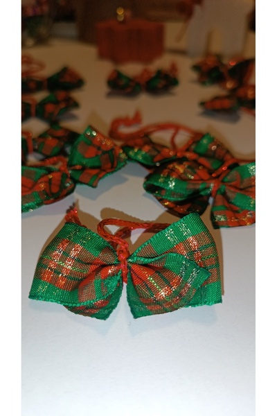 grafimum 5-Piece عيد الميلاد منقوشة القوس شجرة عيد الميلاد زخرفة اليدوية النسيج الشريط عيد الميلاد شجرة الصنوبر زخرفة