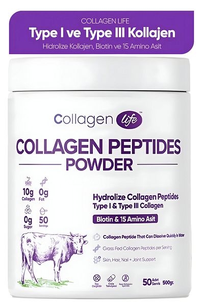 COLLAGEN LIFE 100% Hydrolyzed Collagen Peptides Food Supplement Containing Biotin And 15 Amino Acids 50 Days